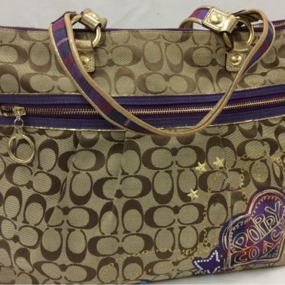 Coach Brown and Purple Shoulder Bag